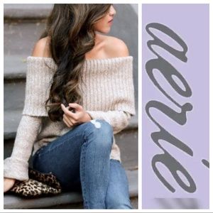 Oatmeal Heather Off-Shoulder Sweater